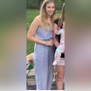 Abercrombie blue and white striped strapless romper